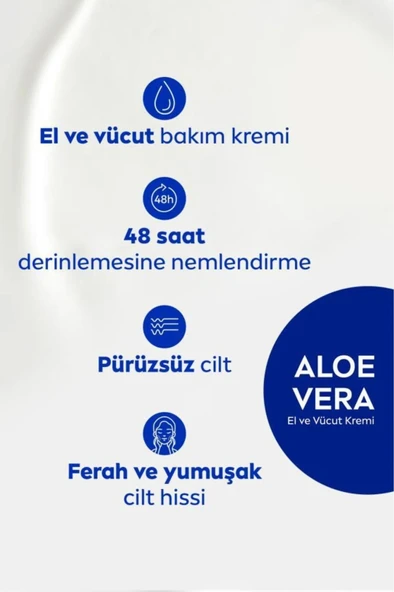 NIVEA Aloe Vera 5'i 1 Arada El Ve Vücut Kremi 400ml, 48 Saat Nemlendirici Serum, Normal Ve Kuru Ciltler - 2