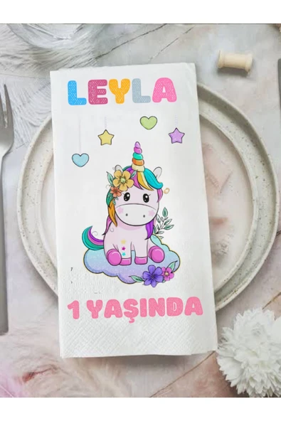 Lion Baskı ve Organizasyon  Kişiye Özel Doğum Günü Baskılı Garson Katlama Peçete 20 adet ürün görseli