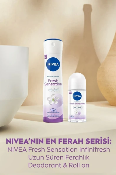 NIVEA Kadın Roll-on Deodorant Fresh Sensation 50ml, Ter Kokusuna Karşı 72 Saat Koruma, Ferahlık - Resim 3