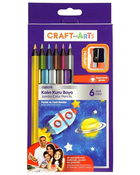 Craft And Arts 6Lı Jumbo Metalik Kuruboya Cakb 6N