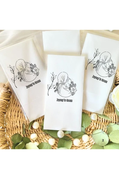 Lion Baskı ve Organizasyon  Tesettürlü Kına gecesi baskılı Peçete 20 Adet - Resim 2