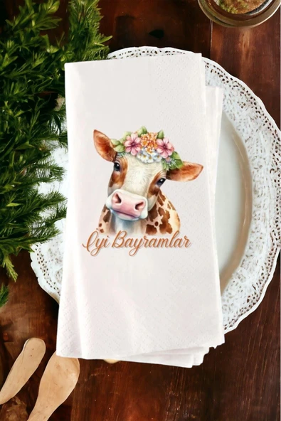 Lion Baskı ve Organizasyon  Kişiye Özel İyi Bayramlar Baskılı Sunum Peçetesi 20’li ürün görseli