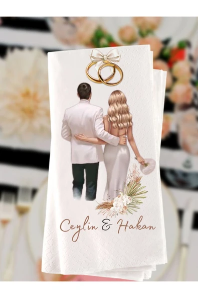 Lion Baskı ve Organizasyon  Söz Ve Nişan Düğün Temalı Baskılı Sunum Peçetesi 20 Adet ürün görseli