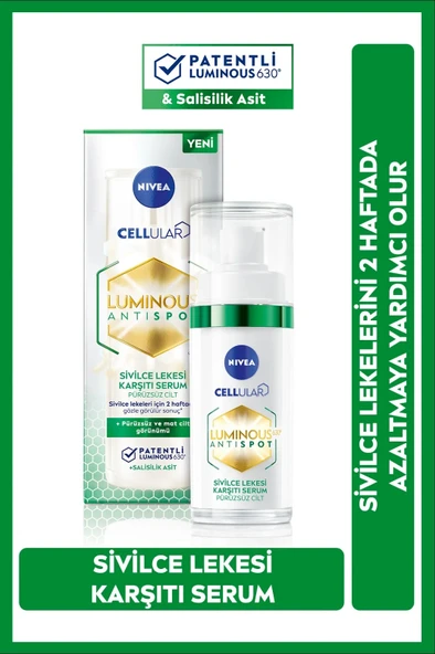NIVEA Luminous630 Sivilce Lekesi Karşıtı Serum 30ml, Salisilik Asit Hyaluronik Asit, Yağlı Ciltler ürün görseli