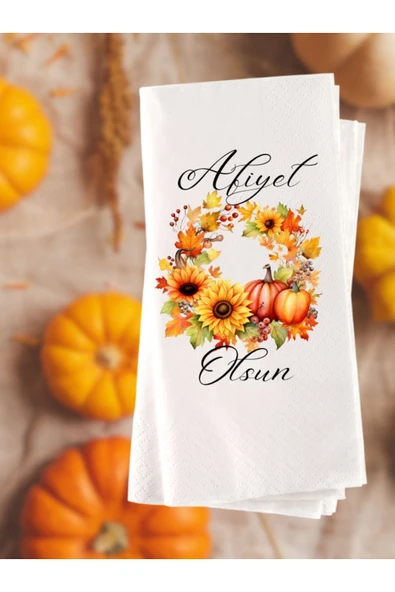 Lion Baskı ve Organizasyon  Balkabağı Temalı Afiyet Olsun Baskılı Peçete 20 Adet 003 ürün görseli