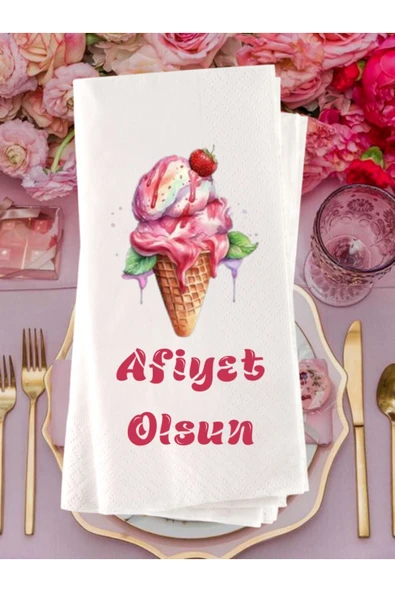 Lion Baskı ve Organizasyon  Dondurma Temalı Afiyet Olsun Baskılı Peçete 20 Adet 1006 ürün görseli