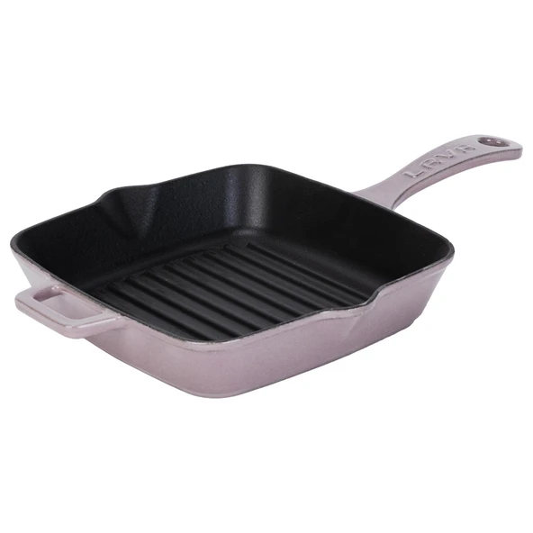 Lava Döküm Kare Izgara Tava Döküm Demir Yekpare Saplı Ölçü 20x20cm.  Mor - Resim 3