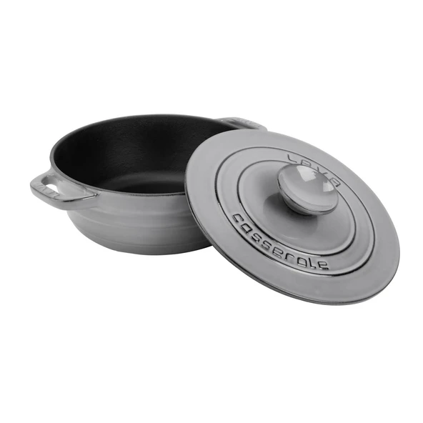Lava Döküm Yuvarlak Tencere Döküm Demir Kapak Experience Majolik Serisi Çap(Ø)28cm  Gri - Resim 2
