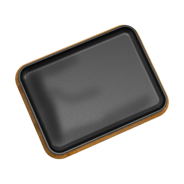 Lava Döküm Dikdörtgen Servis Tabağı Kayın Servis Ahşabı. Ölçü 34x25cm. - 2