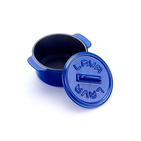 Lava Döküm Mini Tencere Folk Serisi Çap(Ø)9 cm.  Mavi - 4