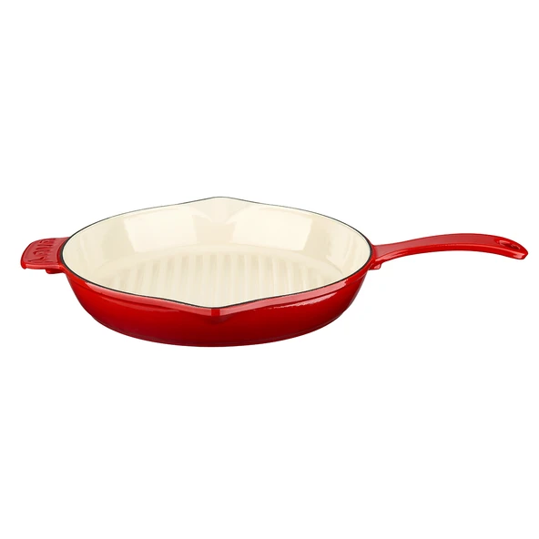 Lava Döküm Yuvarlak Izgara Tavası Döküm Demir Yekpare Saplı Edition Serisi Çap(Ø)28cm.  Kırmızı