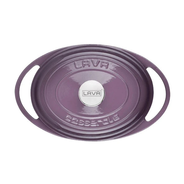 Lava Döküm Oval Tencere Döküm Demir Kapak Heritage Serisi Ölçü 22x28cm.  Mor - Resim 2