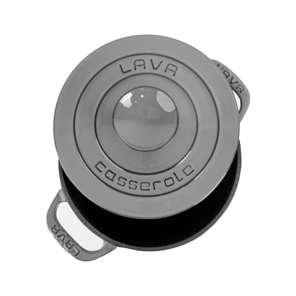 Lava Döküm Yuvarlak Tencere Döküm Demir Kapak Experience Majolik Serisi Çap(Ø)23cm  Gri - Resim 3