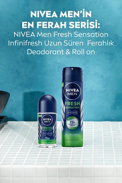 NIVEA Men Erkek Sprey Deodorant Fresh Sensation 150ml, 72 Saat Anti-perspirant Koruma, Uzun Süreli Koruma - 3