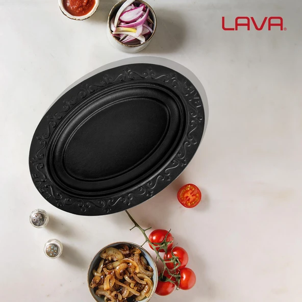 Lava Döküm Oval Döner, Kebap Tabağı. Ölçü 28x20cm. - Resim 7
