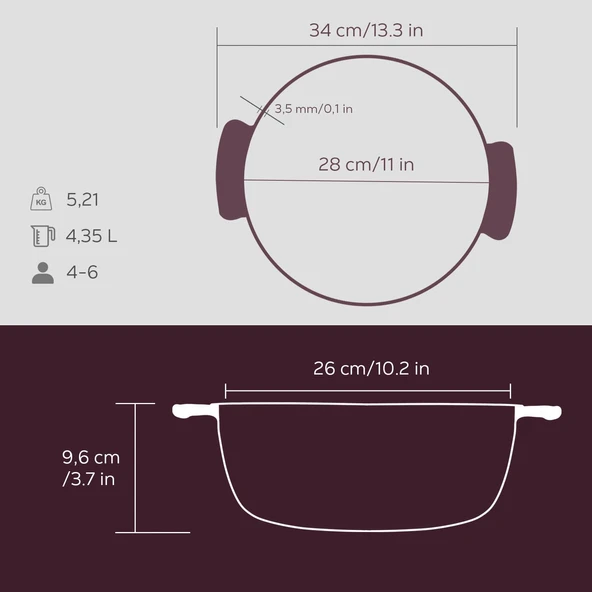 Lava Anatolia Selçuklu Güveci Çap (Ø)26 cm.  Mor - Resim 6