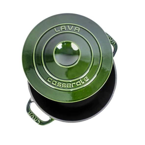 Lava Döküm Yuvarlak Tencere Döküm Demir Kapak Experience Majolik Serisi Çap(Ø)28cm  Yeşil - Resim 3