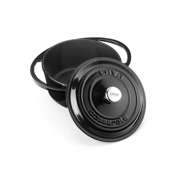 Lava Döküm Yuvarlak Tencere Döküm Demir Kapak Heritage Serisi Çap(Ø)20cm  Siyah - Resim 2