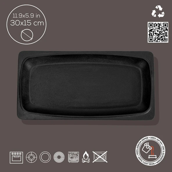 Lava Döküm Dikdörtgen Servis Tabağı Ölçü 30x15cm. - 3