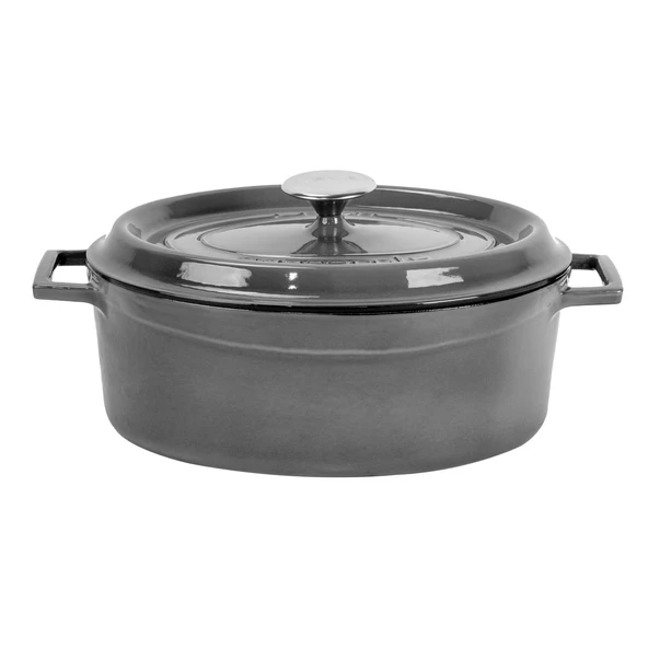 Lava Döküm Oval Tencere Döküm Demir Yekpare Kulplu Premium Serisi Ölçü 23x29cm.  Gri ürün görseli 1