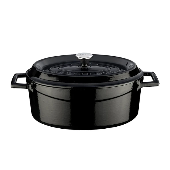 Lava Döküm Oval Tencere. Trendy Serisi Ölçü 21x25cm.  Siyah ürün görseli 1