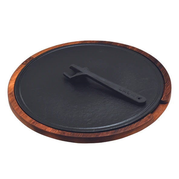 Lava Döküm Ahşap ve Döküm Demir Hot Plate Servis Tahtası. Çap(Ø)34cm.