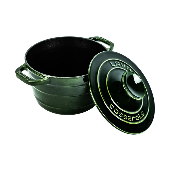 Lava Döküm Yuvarlak Tencere Döküm Demir Kapak Experience Majolik Serisi Çap(Ø)23cm  Yeşil - Resim 2