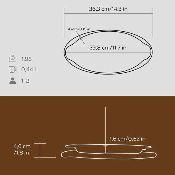 Lava Döküm Balık Tabağı Döküm Demir Yekpare Kulplu Kayın Servis Ahşabı 15x29cm. - 4