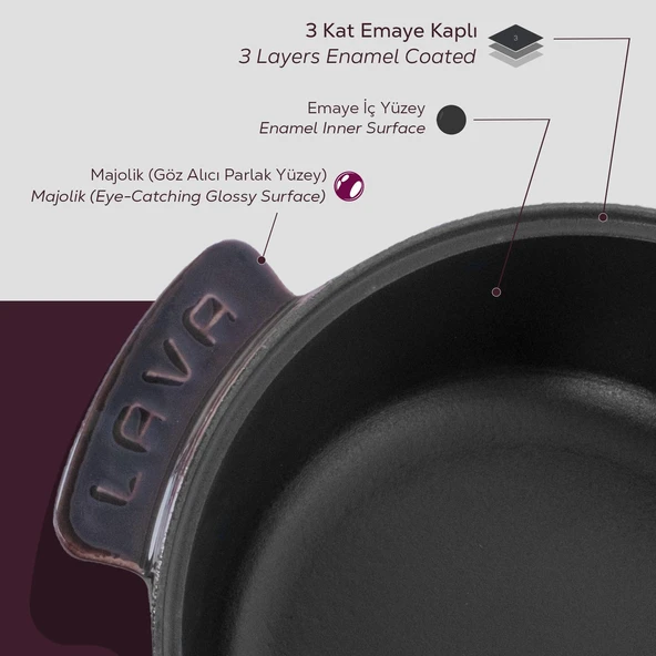 Lava Anatolia Selçuklu Güveci Çap (Ø)26 cm.  Mor - Resim 7