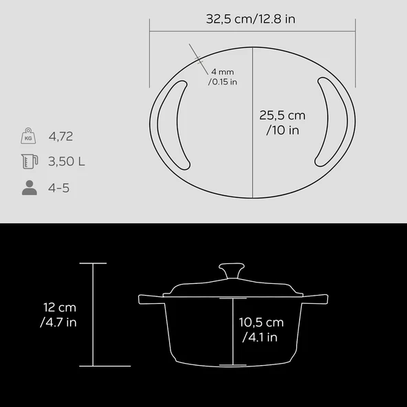 Lava Döküm Yuvarlak Tencere Döküm Demir Kapak Heritage Serisi Çap(Ø)24cm  Siyah - Resim 4