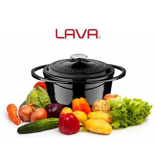 Lava Döküm Yuvarlak Tencere Döküm Demir Kapak Heritage Serisi Çap(Ø)24cm  Siyah - Resim 6