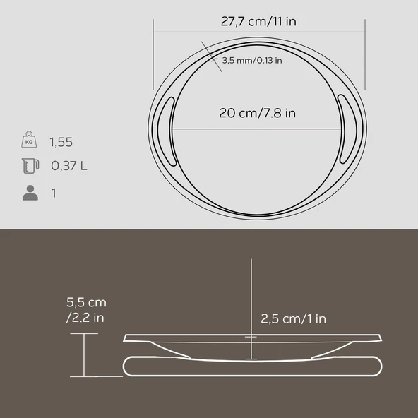 Lava Döküm Yuvarlak Saç Kavurma Tavası Döküm Demir Yekpare Çift Kulplu Kayın Servis Ahşabı Çap(Ø)20cm. - Resim 4