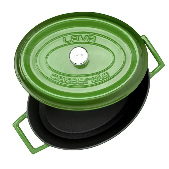 Lava Döküm Oval Tencere. Trendy Serisi Ölçü 21x27cm.  Yeşil - Resim 3