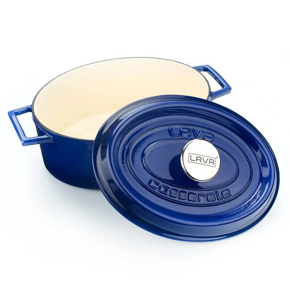 Lava Döküm Oval Tencere. Edition Serisi Ölçü 21x27cm.  Mavi - Resim 2