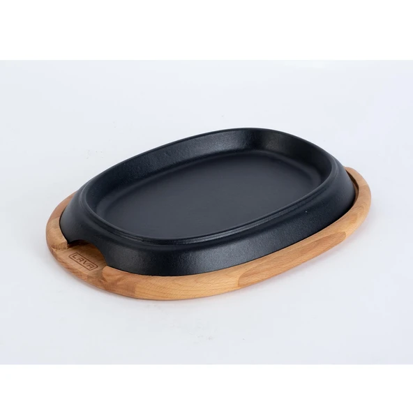 Lava Döküm Oval Fajita Tabağı Kayın Servis Ahşabı Ölçü 12x19cm. ürün görseli 1