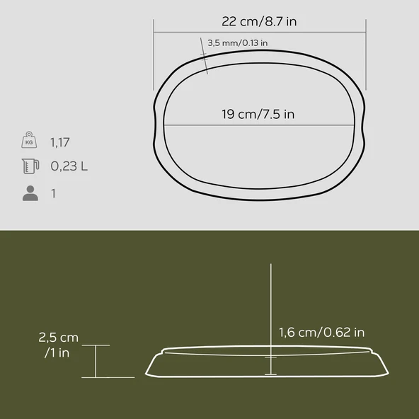 Lava Döküm Oval Fajita Tabağı Ölçü 12x19cm. - 3