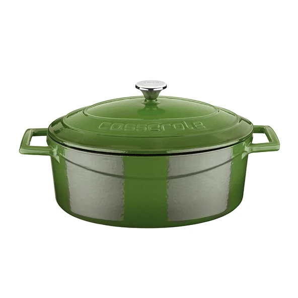 Lava Döküm Oval Tencere. Folk Serisi Ölçü 21x25cm.  Yeşil ürün görseli