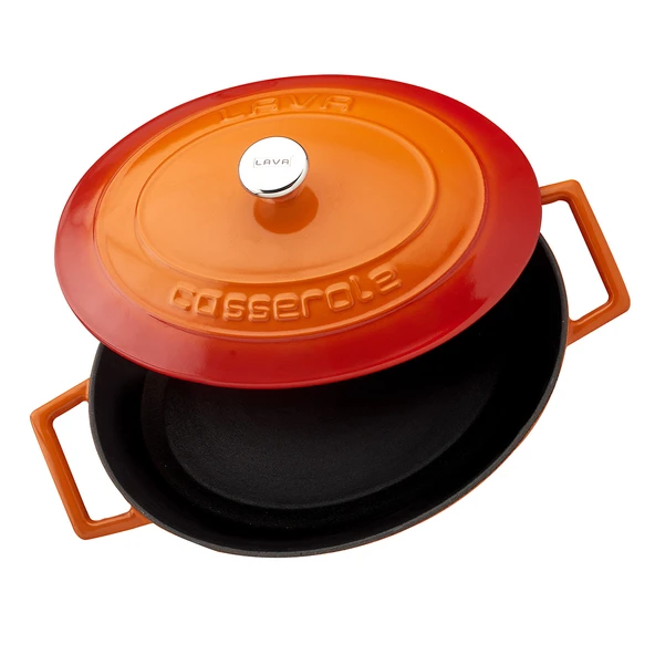 Lava Döküm Oval Tencere. Folk Serisi Ölçü 21x27cm.  Turuncu - Resim 3