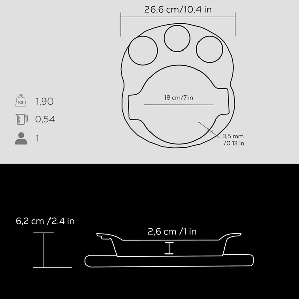 Lava Döküm Yuvarlak Sahan Döküm Demir Yekpare Çift Kulplu Kayın Servis Ahşabı. Çap(Ø)18cm. (Sos kapları dahil değildir.) - 3