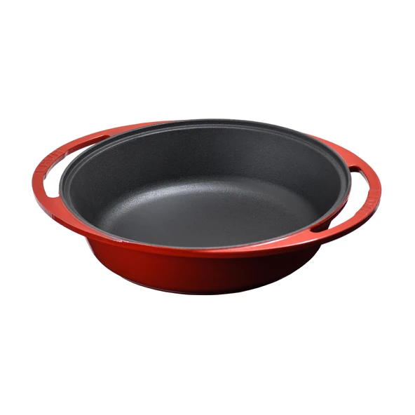 Lava Döküm Yuvarlak Derin Kızartma Tavası Döküm Demir Yekpare Çift Kulplu Çap(Ø)27cm.  Kırmızı - 2