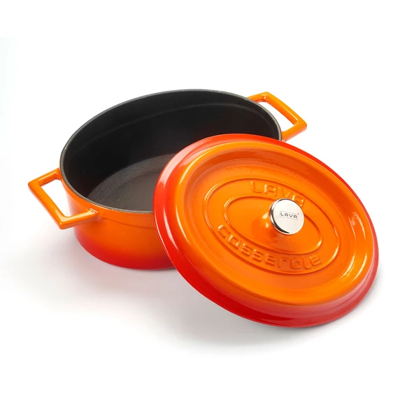 Lava Döküm Oval Tencere. Trendy Serisi Ölçü 21x25cm.  Turuncu - Resim 2