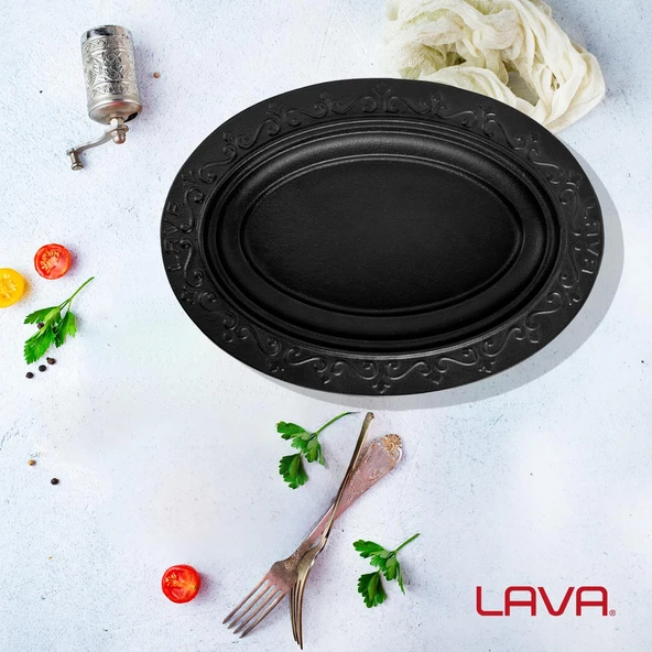 Lava Döküm Oval Döner, Kebap Tabağı. Ölçü 32x23cm. - 7