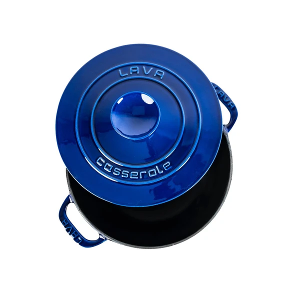 Lava Döküm Yuvarlak Tencere Döküm Demir Kapak Experience Majolik Serisi Çap(Ø)28cm  Mavi - Resim 3