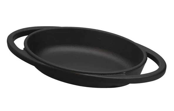 Lava Döküm Oval Sahan Döküm Demir Yekpare Çift Kulplu Ölçü 15x10cm. - 2