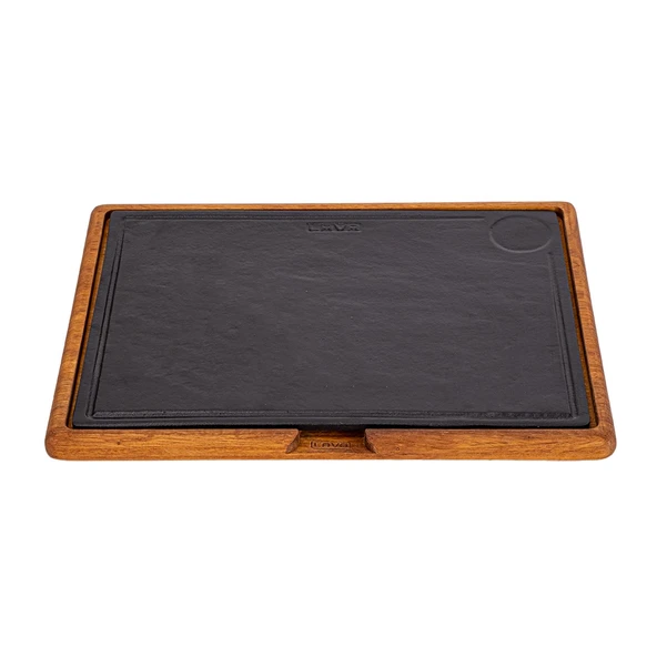 Lava Döküm Ahşap ve Döküm Demir Hot Plate Servis Tahtası. Ölçü 30x40cm.