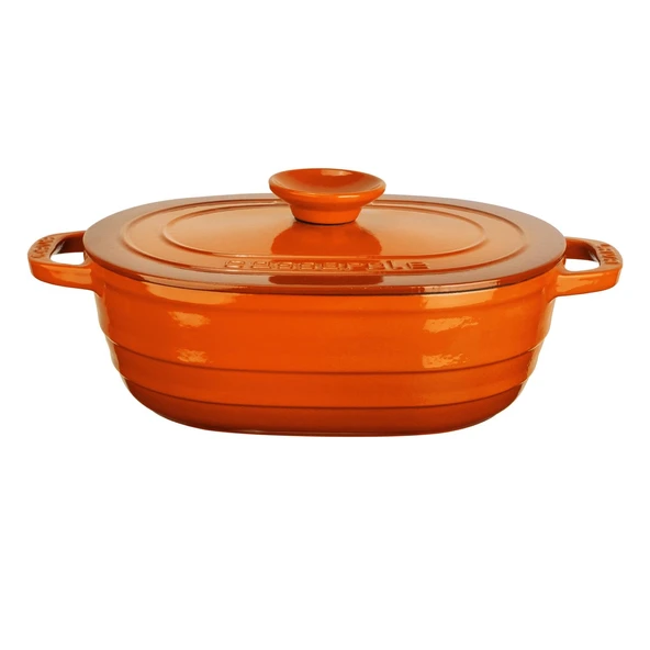 Lava Döküm Oval Tencere Döküm Demir Kapak Experience Serisi Ölçü 24x33cm.  Turuncu ürün görseli