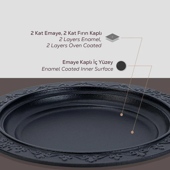 Lava Döküm Oval Döner Kebap Tabağı. Çap(Ø)28cm. - 4