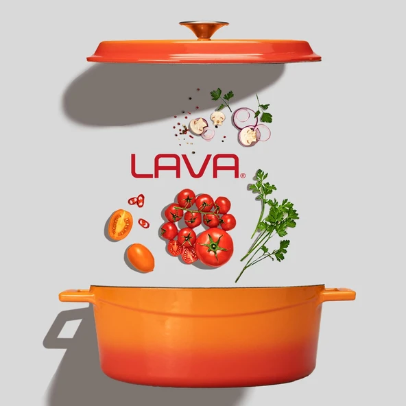 Lava Döküm Oval Tencere. Edition Serisi Ölçü 21x27cm.  Turuncu - Resim 7