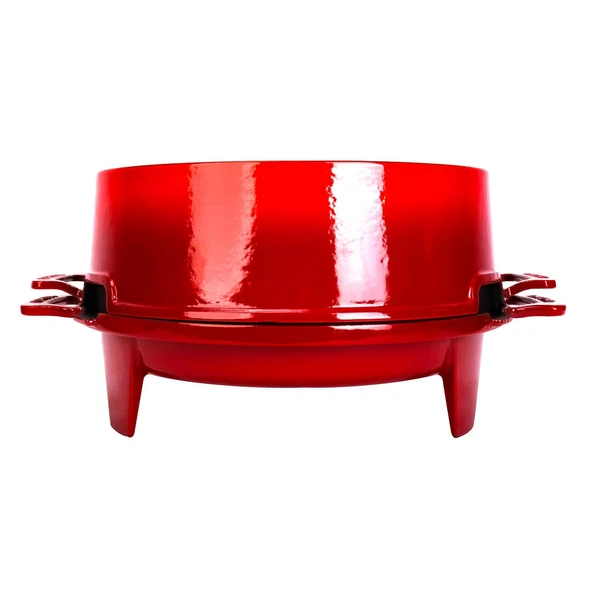 Lava Döküm Yuvarlak Mangal Izgara Set Döküm Demir Yekpare Çift Kulplu Çap (Ø)36cm.  Kırmızı - 2