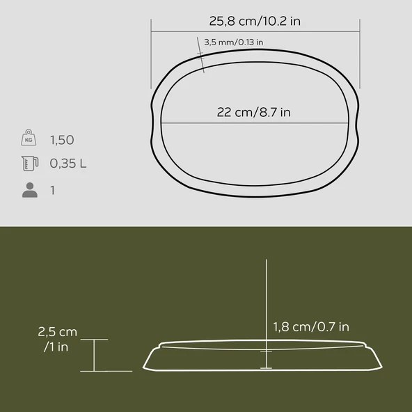 Lava Döküm Oval Fajita Tabağı Ölçü 26x19cm. - 3